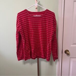 T by Talbots long sleeve top striped Red Silver  Medium